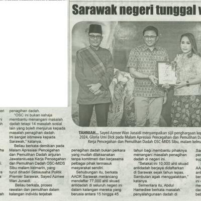 6 Januari 2025 Utusan Sarawak Pg.5 Sarawak Negeri Tunggal Wujud Osc