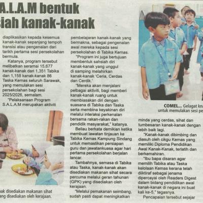 19 Februari 2025 Utusan Sarawak Pg.9 Salam Bentuk Sahsiah Kanak Kanak