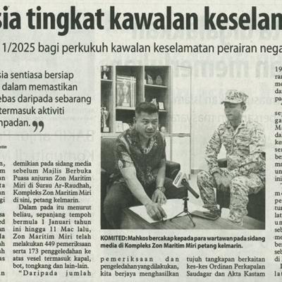14 Mac 2024 Utusan Borneo Pg.5 Maritim Malaysia Tingkat Kawalan Keselamatan Perairan