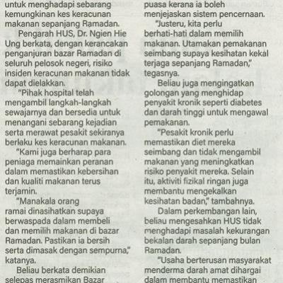 6 Mac 2025 Suara Sarawak Pg.3 Sentiasa Bersedia Kes Keracunan Makanan