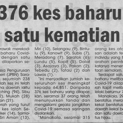1.7.2021 Utusan Sarawak Pg.4 376 Kes Baharu Satu Kematian