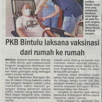 13.7.2021 Utusan Sarawak Pg.15pkb Bintulu Laksana Vaksinasi Dari Rumah Ke Rumah