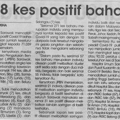 18 Julai 2021 Mingguan Sarawak Pg. 4 388 Kes Positif Baharu