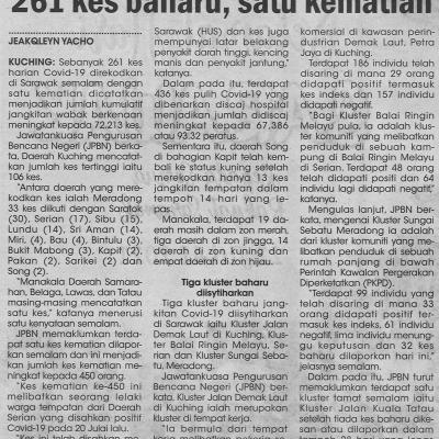 22.7.2021 Utusan Sarawak Pg.4 261 Kes Baharu Satu Kematian