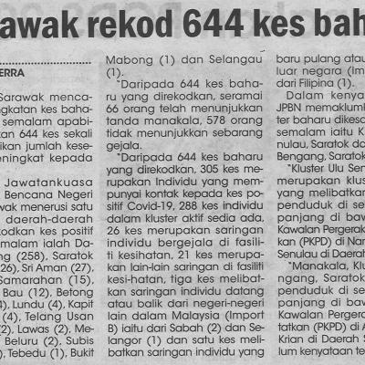 23.7.2021utusan Sarawak Pg.4 Sarawak Rekod 644 Kes Baharu