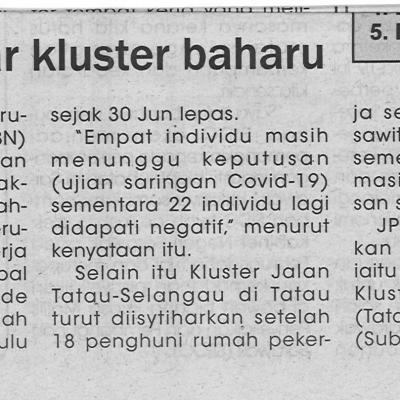 27.07.2021 Utusan Sarawak Pg.4 Kluster Gom Tujuh Diisytihar Kluster Baharu