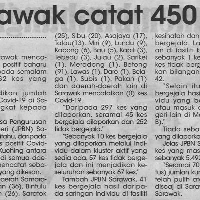 31.7.2021 Utusan Sarawak Pg.4 Sarawak Catat 450 Kes