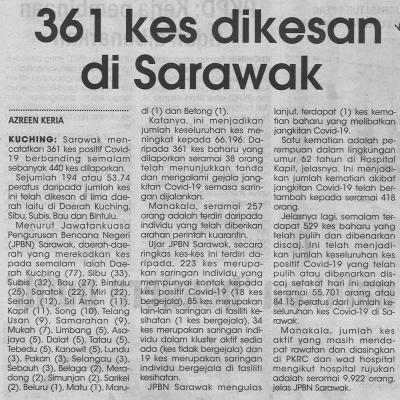 4.7.2021 Mingguan Sarawak Pg.4 361 Kes Dikesan Di Sarawak