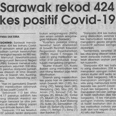 6.7.2021 Utusan Sarawak Pg.4 Sarawak Rekod 424 Kes Positif Covid 19