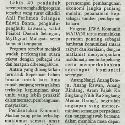 10 Julai 2025 Utusan Borneo Pg.3program Jiwa Komuniti Madani Dijayakan Di Rumah Limping Ingit