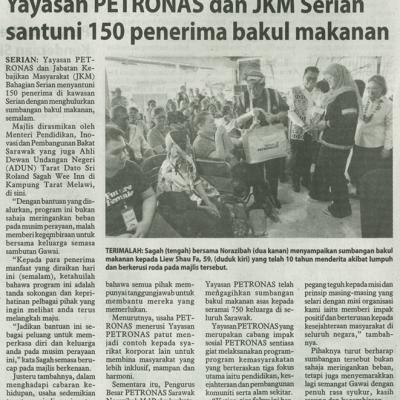 12 Julai 2025 Utusan Borneo Pg.3 Yayasan Petronas Dan Jkm Serian Santuni 150 Penerima Bakul Makanan