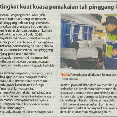 18 Julai 2025 Urusan Borneo Pg.1 Jpj Pertingkat Kuat Kuasa Pemakaian Tali Pinggang Keledar