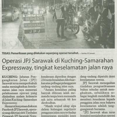 19 Julai 2025 Utusan Borneo Pg.4operasi Jpj Sarawak Di Kuching Samarahan Expressway Tingkat Keselamatan Jalan Raya