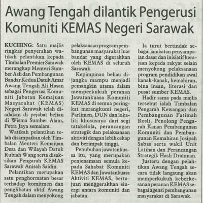 4 Julai 2025 Utusan Borneo Pg.3 Awang Tengah Dilantik Pengerusi Komuniti Kemas Negeri Sarawak