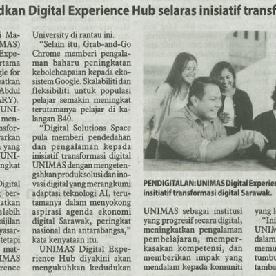 16 Ogos 2025 Utusan Borneo Pg.3 Unimas Wujudkan Digital Experience Hub Selaras Inisiatif Transformasi Digital