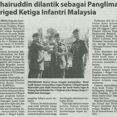 19 Ogos 2025 Utusan Borneo Pg.6 Khairuddin Dilantik Sebagai Panglima Briged Ketiga Infantri Malaysia