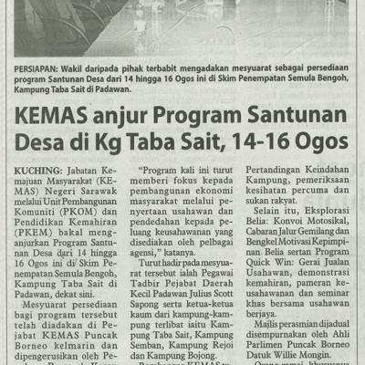 2 Ogos 2025 Utusan Borneo Pg.4 Kemas Anjur Program Santuni Desa Di Kg Taba 14 16 Ogos