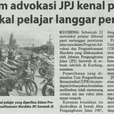 24 Ogos 2025 Utusan Borneo Pg.2 Program Advokasi Jpj Kenal Pasti 21 Pelajar Langgar Peratuan