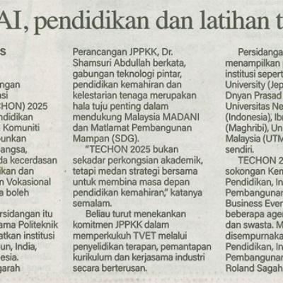 7 Ogos 2025 Suara Sarawak Pg.12 Fokus Ai Pendidikan Dan Latihan Teknikal