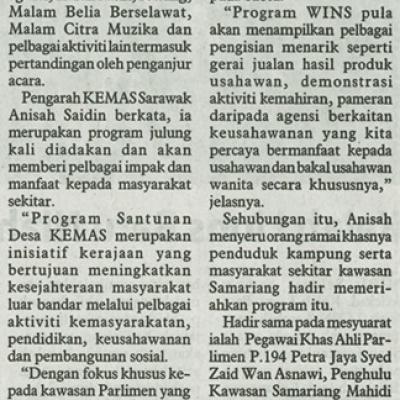 10 September 2025 Utusan Borneo Pg.7 Kemas Sarawak Anjurkan Program Sinergi Santunan Desa Kemas Parlimen Petra Jaya