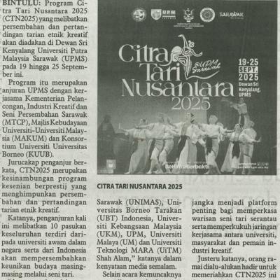 11 September 2025 Utusan Borneo Pg.6 Program Citra Tari Nusantara 2025 Di Upms 19 25 September
