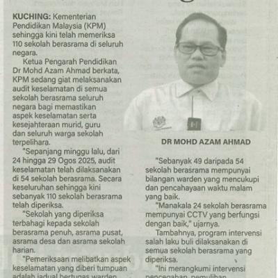 4 September 2025 Suara Sarawak Pg.4 Audit Keselamatan Asrama Di Seluruh Negara